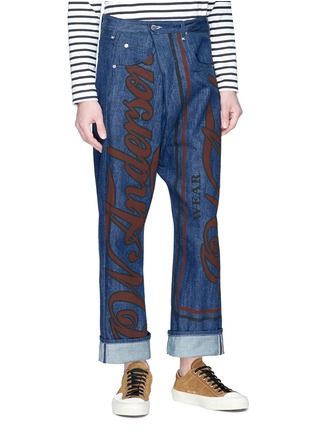 Detail View - Click To Enlarge - JW ANDERSON - 'Florence' slogan print unisex jeans