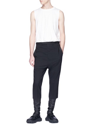 Figure View - Click To Enlarge - RICK OWENS  - 'Tux Astaires' silk stripe outseam virgin wool suiting pants
