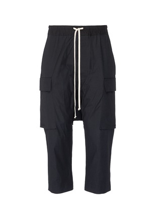 Main View - Click To Enlarge - RICK OWENS  - 'Pods' drop crotch poplin cropped cargo pants