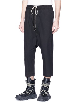 Front View - Click To Enlarge - RICK OWENS  - Drop crotch poplin cropped pants