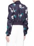 Back View - Click To Enlarge - HELEN LEE - Geometric bunny print cropped silk bomber jacket