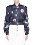 Main View - Click To Enlarge - HELEN LEE - Geometric bunny print cropped silk bomber jacket