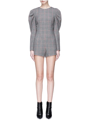 Main View - Click To Enlarge - HELEN LEE - Puff sleeve check plaid rompers