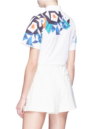 Back View - Click To Enlarge - HELEN LEE - Geometric floral bunny print cropped shirt