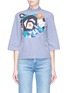 Main View - Click To Enlarge - HELEN LEE - Sash turtleneck geometric floral bunny print check top