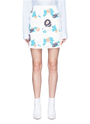 Main View - Click To Enlarge - HELEN LEE - Geometric floral bunny print skirt