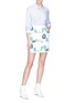 Figure View - Click To Enlarge - HELEN LEE - Geometric floral bunny print skirt