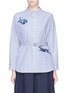 Main View - Click To Enlarge - HELEN LEE - Belted geometric bunny appliqué stripe shirt