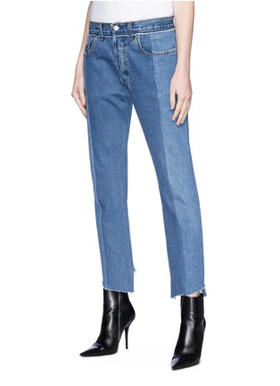 Front View - Click To Enlarge - VETEMENTS - Staggered cuff cropped unisex jeans