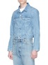 Detail View - Click To Enlarge - VETEMENTS - Cropped panelled unisex denim jacket
