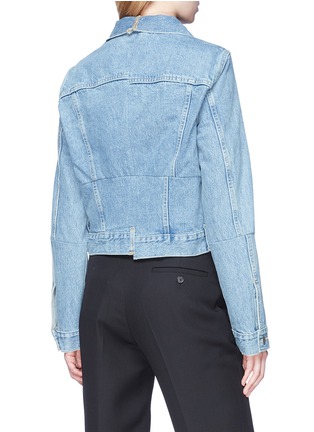 Back View - Click To Enlarge - VETEMENTS - Cropped panelled unisex denim jacket