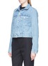 Front View - Click To Enlarge - VETEMENTS - Cropped panelled unisex denim jacket