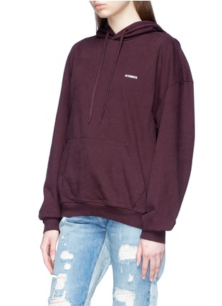 Front View - Click To Enlarge - VETEMENTS - Logo embroidered unisex hoodie