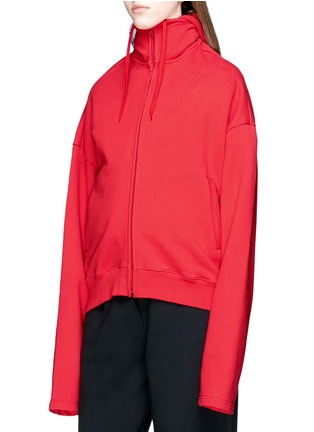 Front View - Click To Enlarge - VETEMENTS - Extra long sleeve zip hoodie