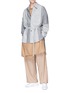Figure View - Click To Enlarge - ETHOSENS - Belted colourblock wool shirt