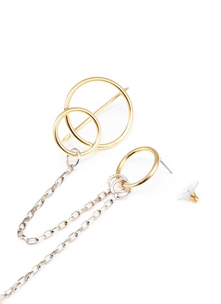 Detail View - Click To Enlarge - JOOMI LIM - 'Mix Master' double hoop ear cuff link single stud earring