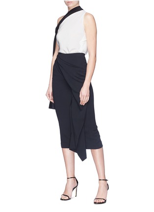 Figure View - Click To Enlarge - ROLAND MOURET - 'Buneston' mock wrap drape skirt