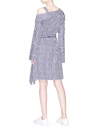 Figure View - Click To Enlarge - PORTSPURE - Belted stripe print asymmetric shirt dress