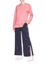 Figure View - Click To Enlarge - PORTSPURE - Button outseam wide leg suiting pants