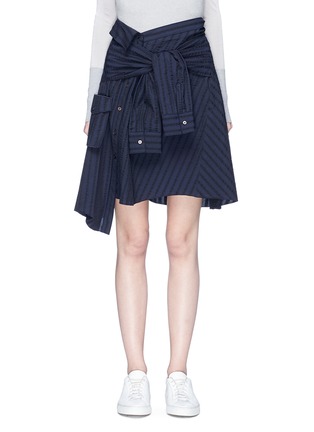 Main View - Click To Enlarge - PORTSPURE - Mock shirt wrap stripe skirt