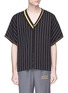 Main View - Click To Enlarge - NECESSITY SENSE - 'Tsuno' pinstripe zip placket knit T-shirt