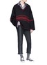 Figure View - Click To Enlarge - NECESSITY SENSE - 'Coli Lauren' stripe oversized V-neck sweater