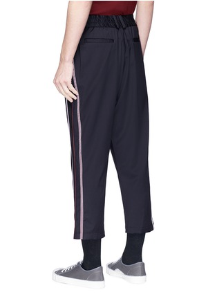Back View - Click To Enlarge - NECESSITY SENSE - 'Mich' stripe outseam cropped wool jogging pants