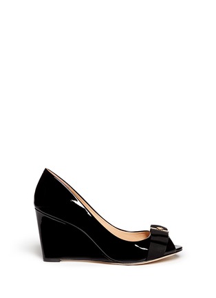 Main View - Click To Enlarge - TORY BURCH - 'Trudy' patent leather open toe wedges