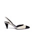 Main View - Click To Enlarge - STELLA LUNA - Cone heel patent leather toe suede slingback pumps