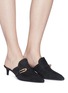 Figure View - Click To Enlarge - STELLA LUNA - Turnlock bar suede loafer mules