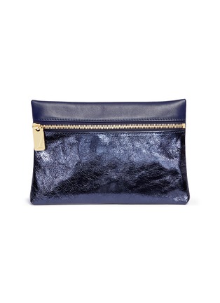 Main View - Click To Enlarge - A-ESQUE - 'Pocket Daily' colourblock metallic leather zip pouch