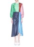 Main View - Click To Enlarge - TIBI - 'Delphina' colourblock stripe ruched silk twill maxi dress