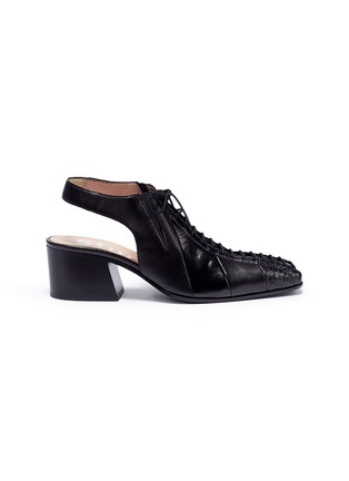 Main View - Click To Enlarge - ACNE STUDIOS - Cutout counter leather patchwork lace-up pumps