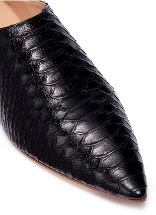 Detail View - Click To Enlarge - ACNE STUDIOS - Snake embossed leather step-in babouche loafers