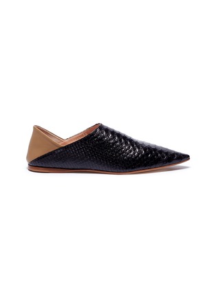 Main View - Click To Enlarge - ACNE STUDIOS - Snake embossed leather step-in babouche loafers