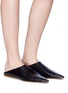 Figure View - Click To Enlarge - ACNE STUDIOS - Snake embossed leather step-in babouche loafers