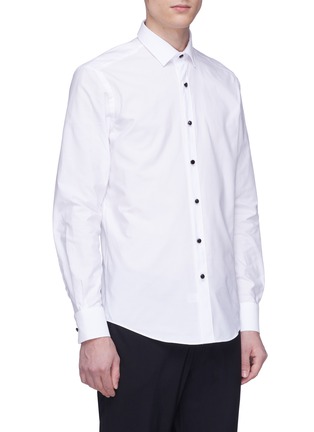 Front View - Click To Enlarge - LANVIN - Contrast button stripe tuxedo shirt