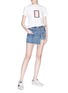 Figure View - Click To Enlarge - 73184 - 'Perry' floral embroidered denim apron skort