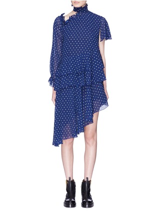 Main View - Click To Enlarge - 73184 - 'Midol' cutout shoulder lighter polka dot print silk dress
