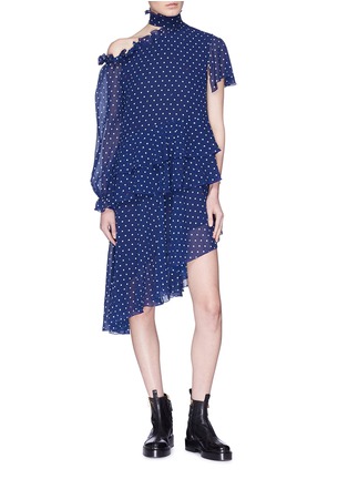 Figure View - Click To Enlarge - 73184 - 'Midol' cutout shoulder lighter polka dot print silk dress