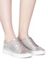 Figure View - Click To Enlarge - KENNETH COLE - 'Kam' Swarovski crystal embellished toe cap lamé sneakers