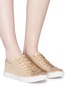 Figure View - Click To Enlarge - KENNETH COLE - 'Kam' Swarovski crystal embellished toe cap lamé sneakers