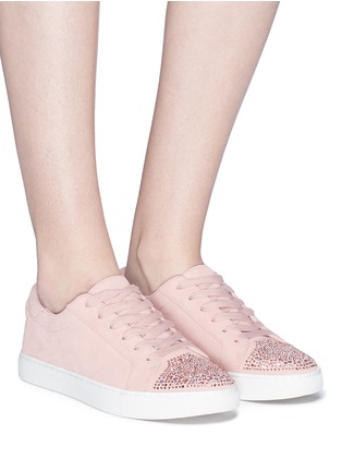 Figure View - Click To Enlarge - KENNETH COLE - 'Kam' Swarovski crystal embellished toe cap suede sneakers