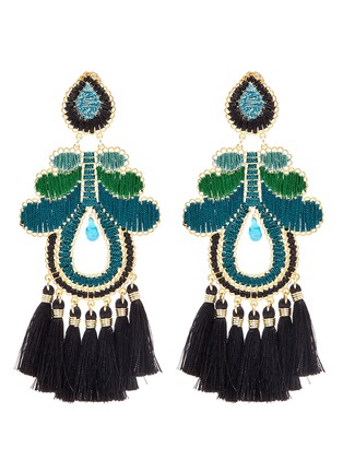 Main View - Click To Enlarge - MERCEDES SALAZAR - 'Curubas' tassel threaded abstract drop clip earrings