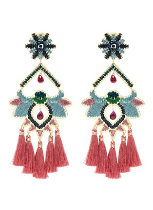 Main View - Click To Enlarge - MERCEDES SALAZAR - 'Flor de Paramo' tassel threaded abstract drop clip earrings