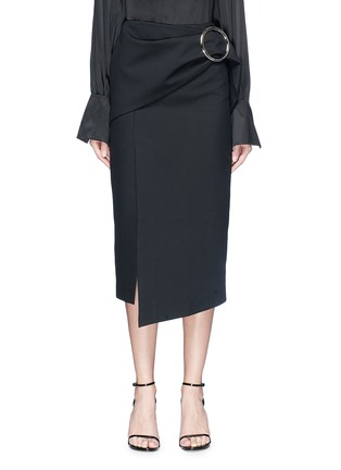 Main View - Click To Enlarge - MATÉRIEL - Round buckle panel twill pencil skirt