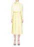 Main View - Click To Enlarge - MATÉRIEL - Round buckle sash neck pleated dress