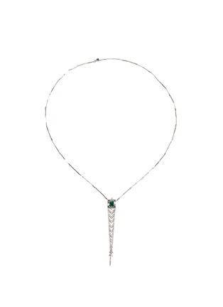 Main View - Click To Enlarge - MELLERIO - Diamond emerald 18k white gold link pendant necklace