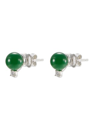 SAMUEL KUNG | Diamond jade 18k white gold stud earrings