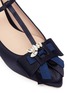 Detail View - Click To Enlarge - STUART WEITZMAN - 'Duckie' glass crystal bow satin mules